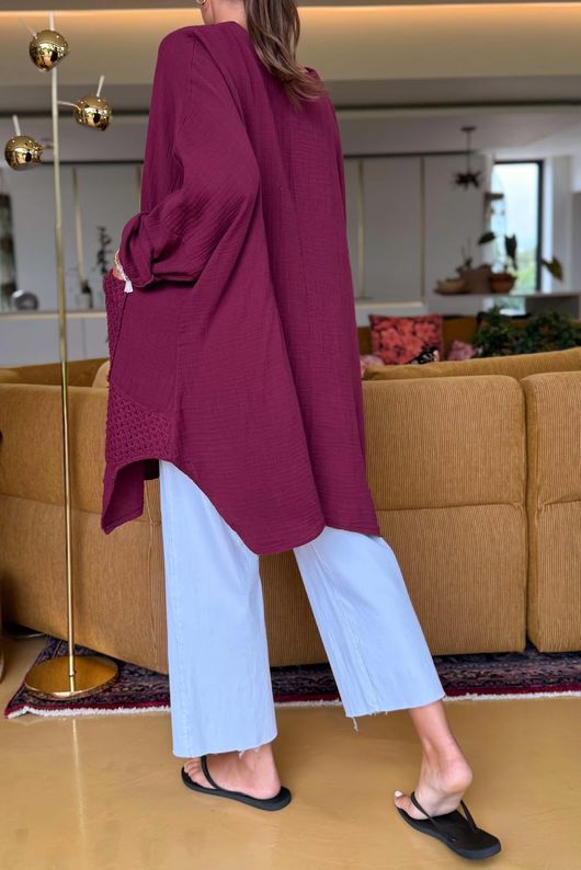 Made in Italy Paulo Pillow Cotton Honeycomb Parachute Tunic Beetroot